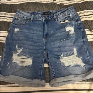 Judy Blue Distressed Blue Jean Shorts